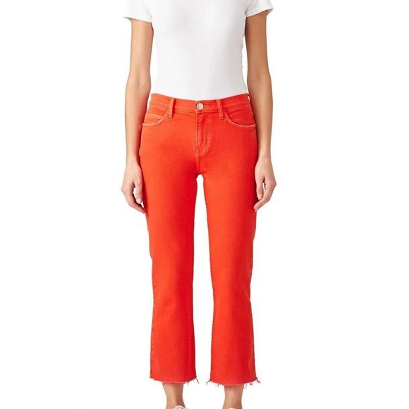Current/Elliott "The Kick Jean" Fiery Red Cropped Ankle Jeans Women’s Size 25 - Picture 1 of 13